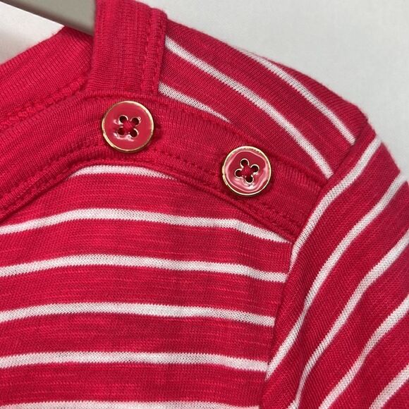 Talbots fuchsia pink and white boat neck short sleeve knit top EUC - Picture 5 of 12